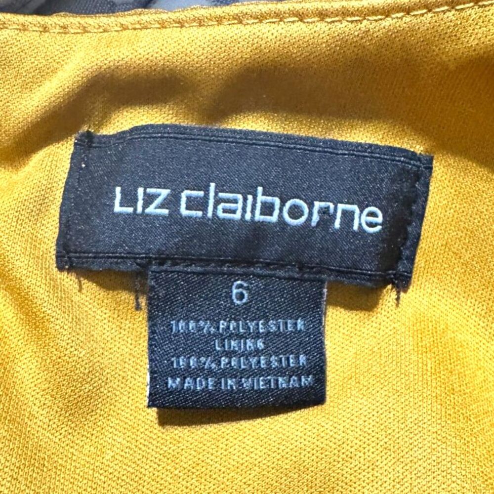 Liz Claiborne Mustard Polka Dot Belted Midi Dress Size 6 Garden Party Date Night - Picture 4 of 5